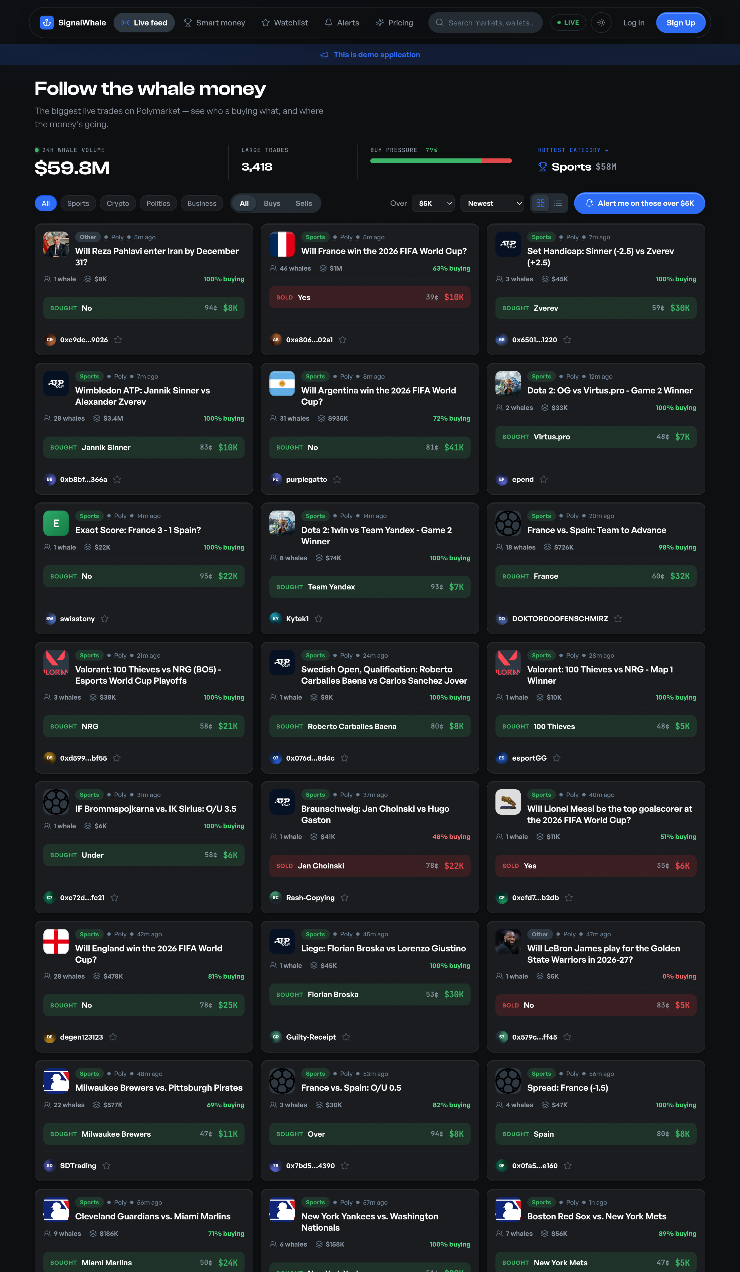 SignalWhale — follow the whale money (dark)